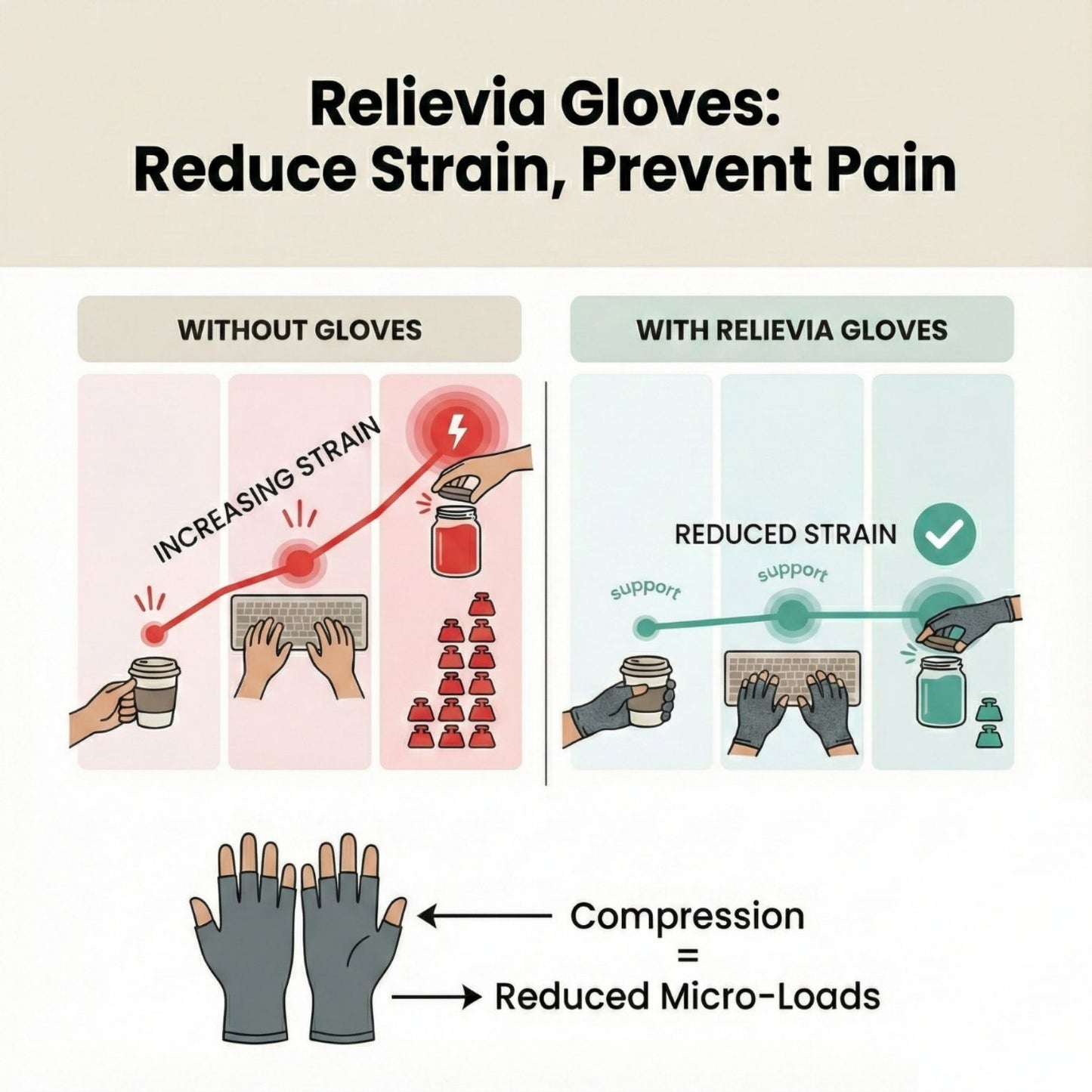 Relievia - All Day Support Compression Gloves
